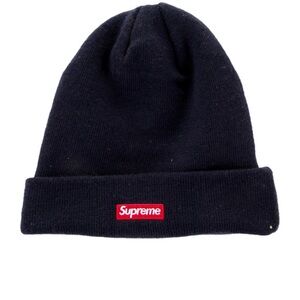 Supreme x New Era Headquarters Navy Blue Beanie Logo Guaranteed Authentic